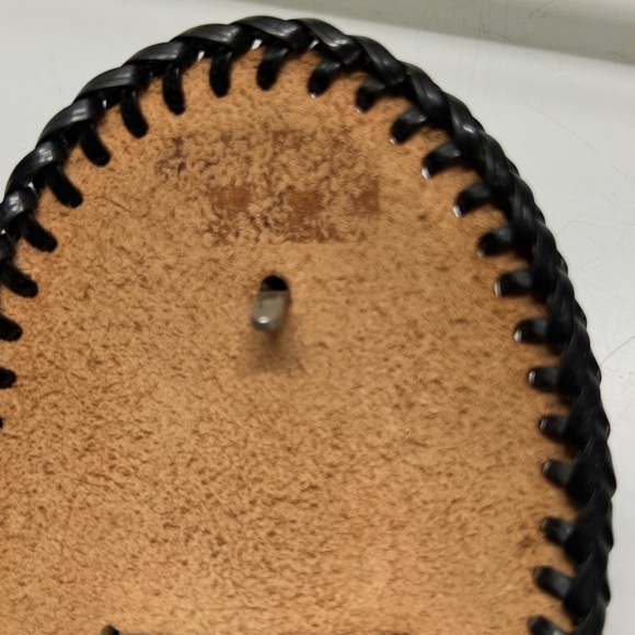 Vintage Snakeskin Belt Wide Exotic Leather Oval Buckle Whipstitch Trim Boho - Picture 10 of 12